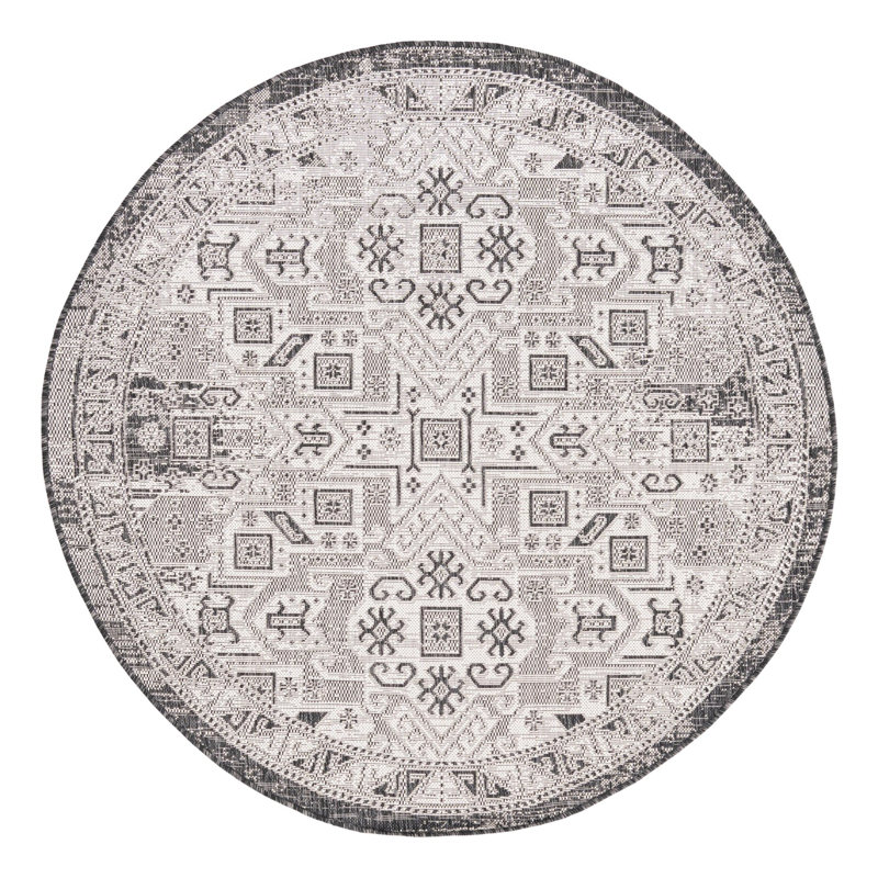 Tapis intérieur / extérieur bleu Alucard Southwestern, Rond 5 pi 3 po