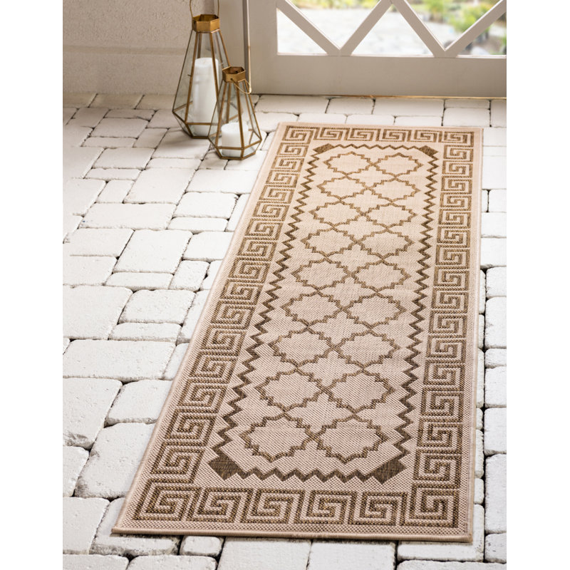 Tapis intérieur / extérieur beige Georgianna, Tapis de couloir 2 pi 2 po x 6 pi