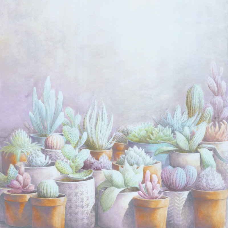 Cactus Pots 2 - Wrapped Canvas Painting, 122cm H x 122cm W x 3.8cm D