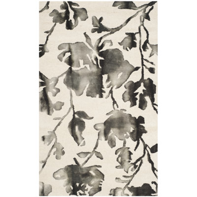 Tapis ivoire / gris anthracite en laine touffeté à la main Harvester