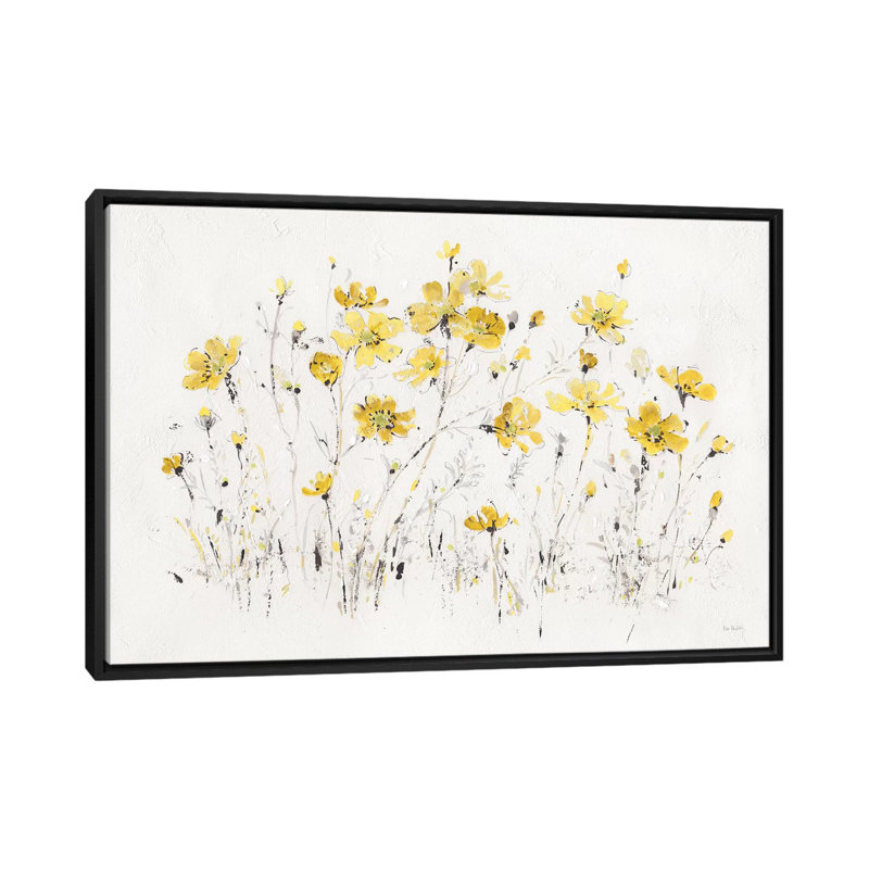 " Wildflowers I Bright Yellow " by Lisa Audit, No Matte, Black Framed, 26" H x 40" W x 1.5" D