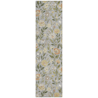 Machine Washable Indoor/Outdoor Chantille ACN2438 Floral Rug