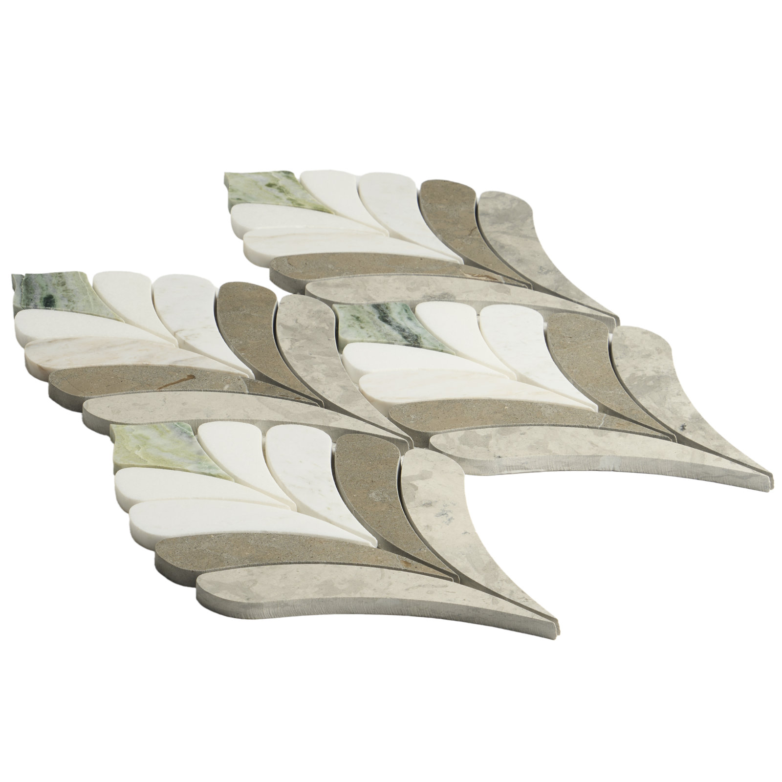 Rosea Floral 14" x 15" Marble Mosaic Tile, Grigio Gray