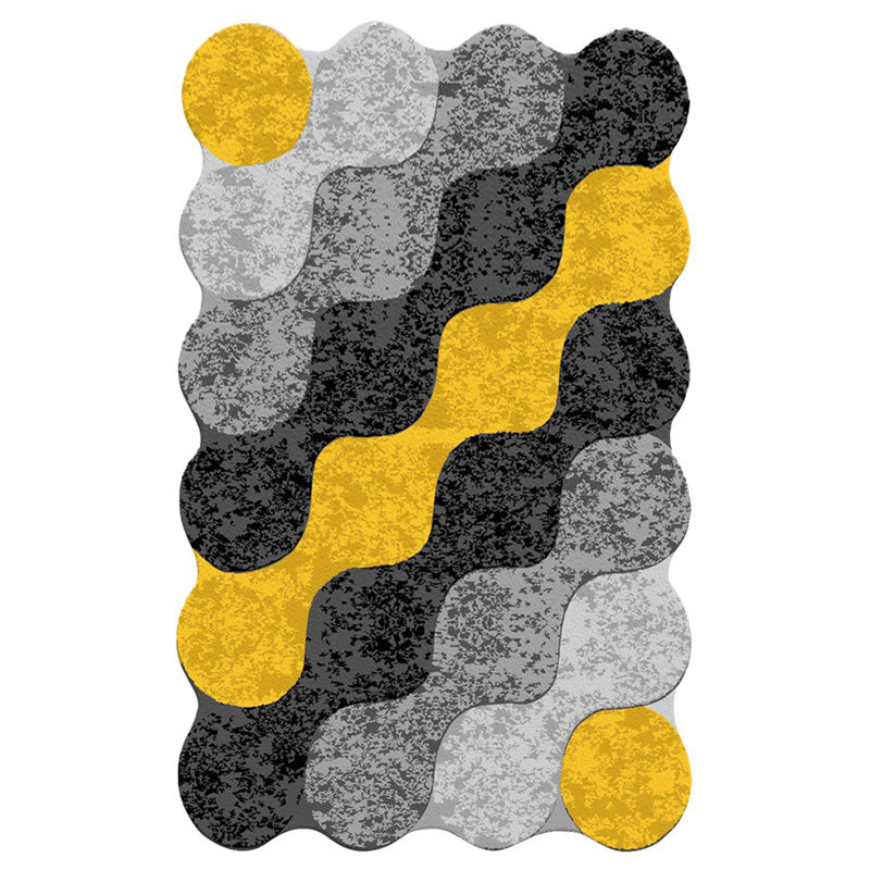 Stylish Washable Area Rug, 3.9 x 5.2 ft, 100% Polyester | Antibacterial, Non-Slip Felt Dot Underside, 0.4 in Pile Height | Machine Washable at 30°C, Soft and Durable for Living Room & Bedroom Décor