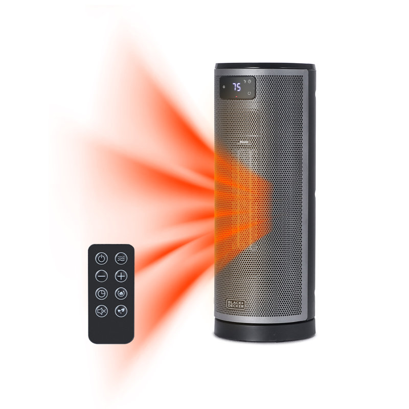 Black Ceramic Electric Tower Heater with Thermostat and Remote