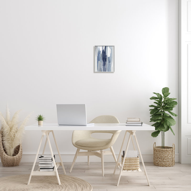 Couches de bleu et de blanc - Peinture sur toile, H 14 po x l 11 po x P 1,5 po, Estampe numérique Farmhouse