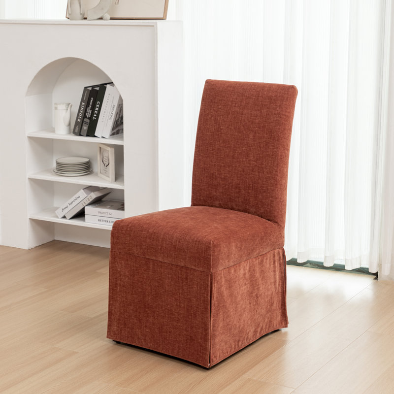 19.3'' H Fabric Upholstered Pine Parsons Chair, Orange