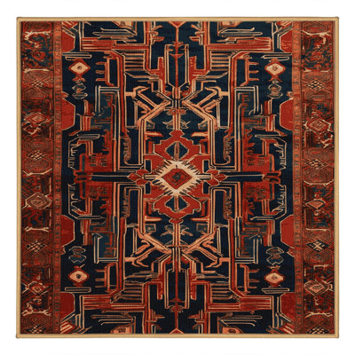 Tapis art déco brun lavable à la machine