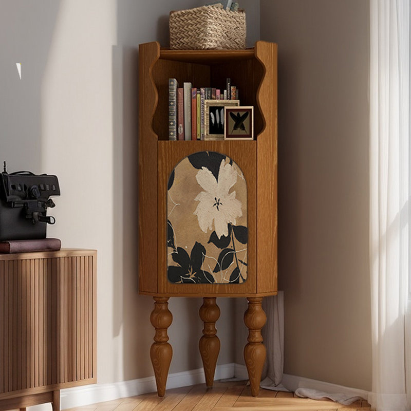 Bibliothèque d'angle à fleur de style français, Brun