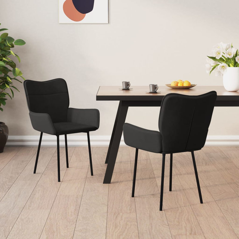 Chaise rembourrée 2 pièces pour salle à manger Gramer, Gris foncé
