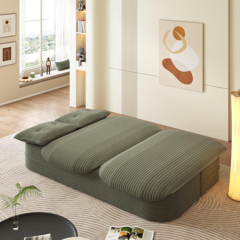 Canapé-lit pliant de 78,7 po avec couverture multifonctionnelle et 2 coussins moelleux, canapé-lit convertible en velours côtelé moderne avec siège profond pour salon, appartement