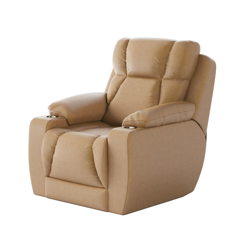 Fauteuil inclinable en cuir pour homme, Cuir véritable orange