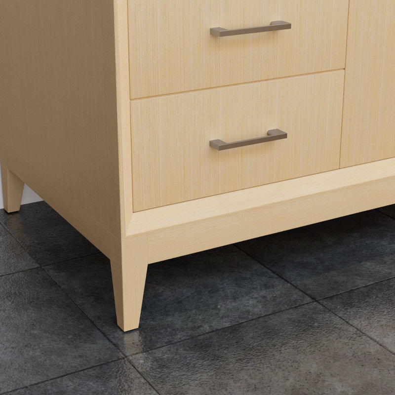 Meuble-lavabo double 60 po avec plateau en marbre Janna, Nickel brossé