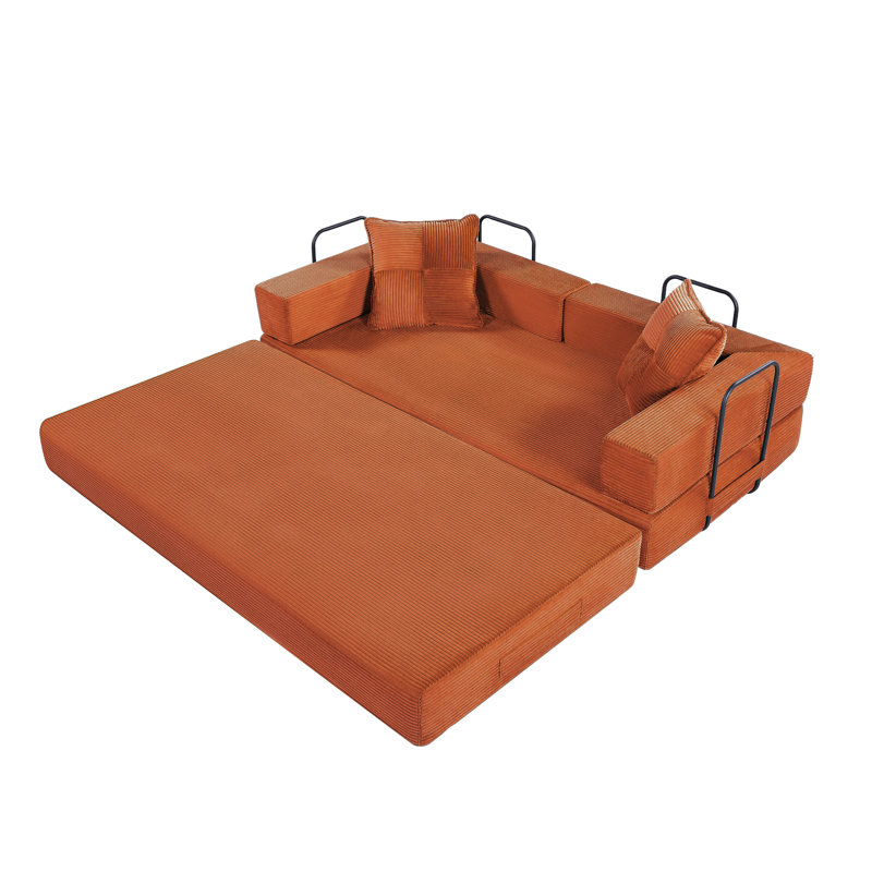 Canapé-lit convertible, canapé de plancher pliable sans assemblage, Orange