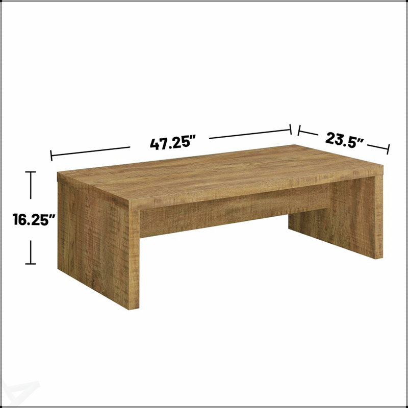 Table basse rectangulaire en bois d'ingénierie avec charme rustique et plateau spacieux, parfaite pour un décor campagnard ou moderne.