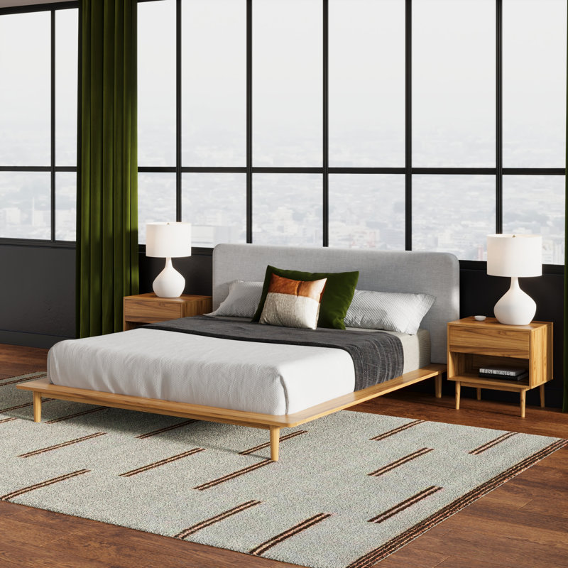 Ensemble de chambre avec grand lit 3 pièces Alab, Grand, Naturel