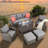 Wicker/Rattan 7 - Person Seating Group with Fire Pit Table-69505240
