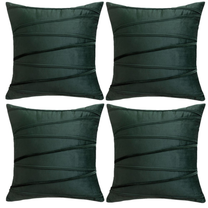 Housse de coussin carré en velours, 20 po x 20 po, Vert foncé