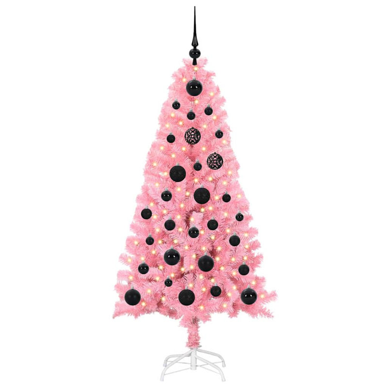 Christmas Tree with 150 LEDs with Stand PVC, 4.92' H, Black