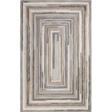 Concentric Geometric Handmade Tufted Wool Gray Area Rug