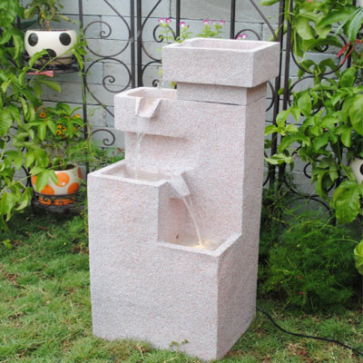 Weather Resistant Wall Base Fountain with Light