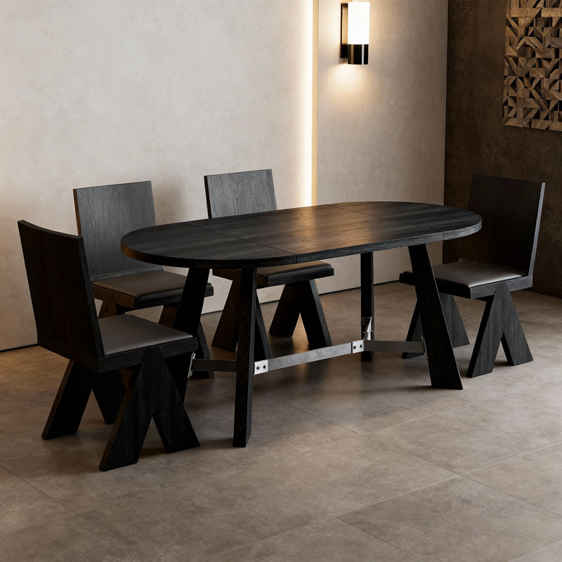 70.86" Dining Table for 6-8 People, Wood Kitchen Table, Rustic Dinner Room Table with Sturdy Tapered Legs, Home Furniture Kitchen Table for Kitchen, Living Room (Black)