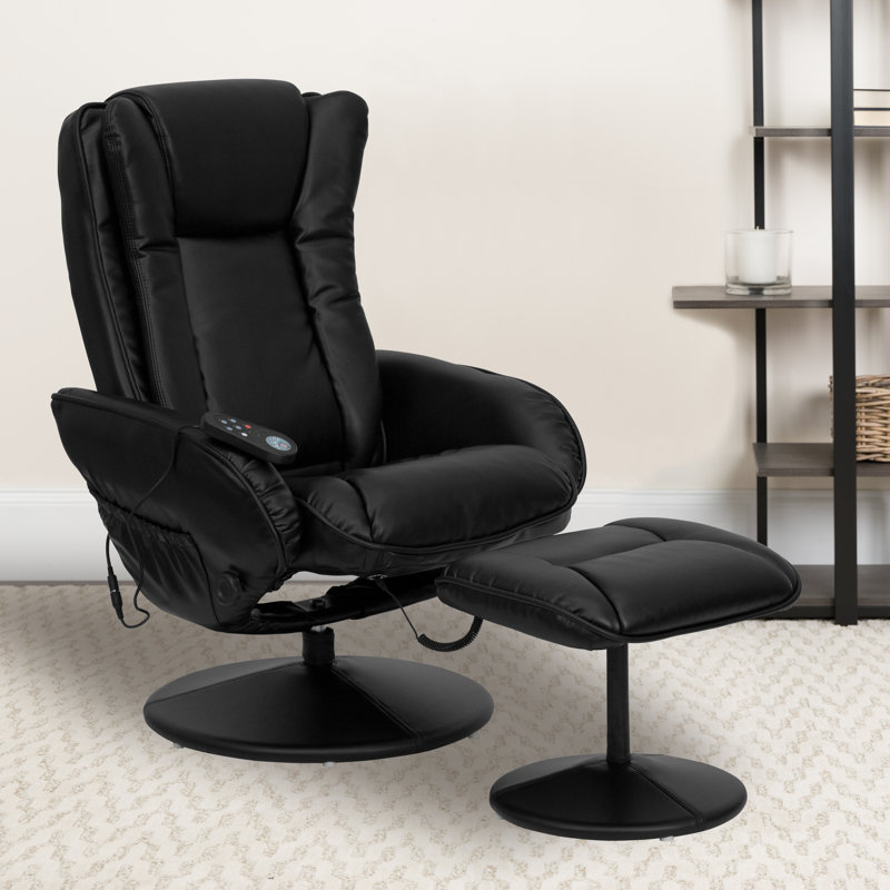 Fauteuil inclinable en cuir LeatherSoft à positions multiples avec fonction de massage, pochette latérale et repose-pieds Casey-Jane