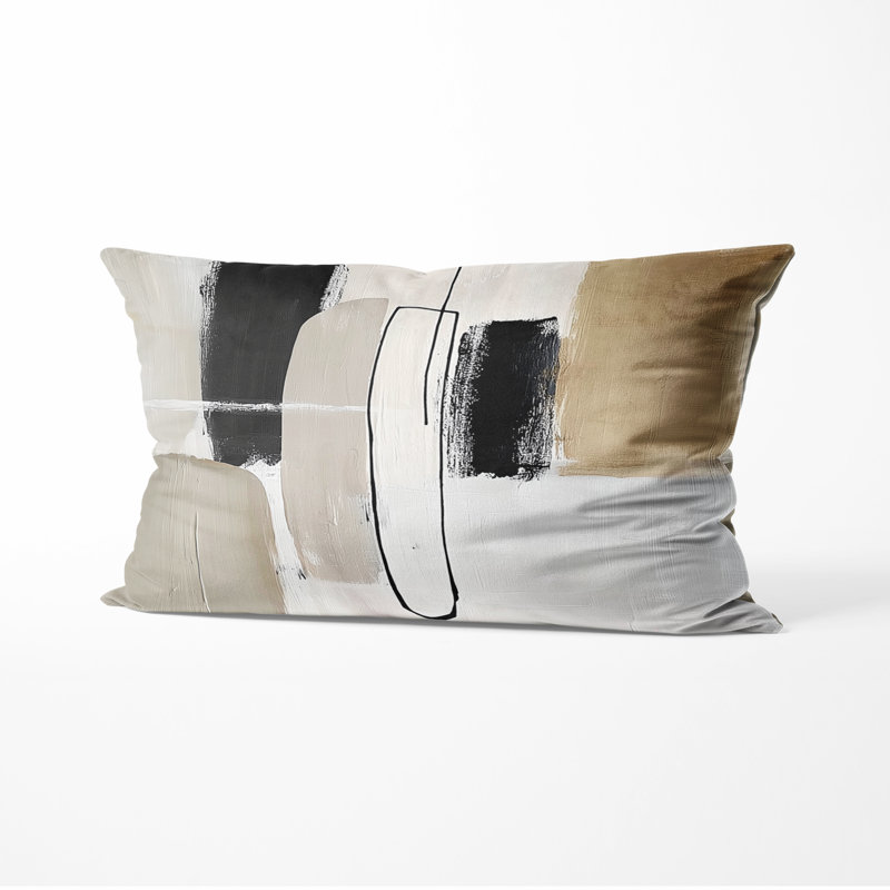 Coussin Minimal and Geometric Compositions Tones - Coussin Mid-Century, H 12 po x l 20 po