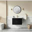 Meuble-lavabo simple mural de 30 po, entièrement lavable, lavabo en céramique nettoyable, tiroirs spacieux, conception étagée, bois massif forgé à haute température +