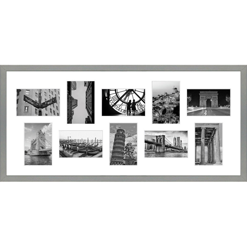 Kuniza Wood Picture Frame with Mat, Light Grey