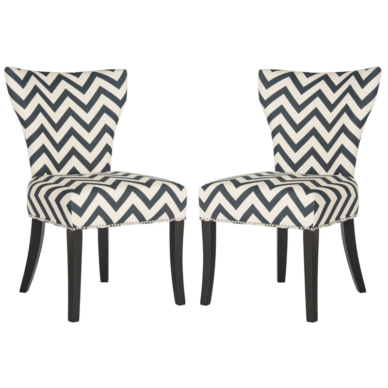 Chaise d'appoint en coton Ring, Bleu marine/blanc