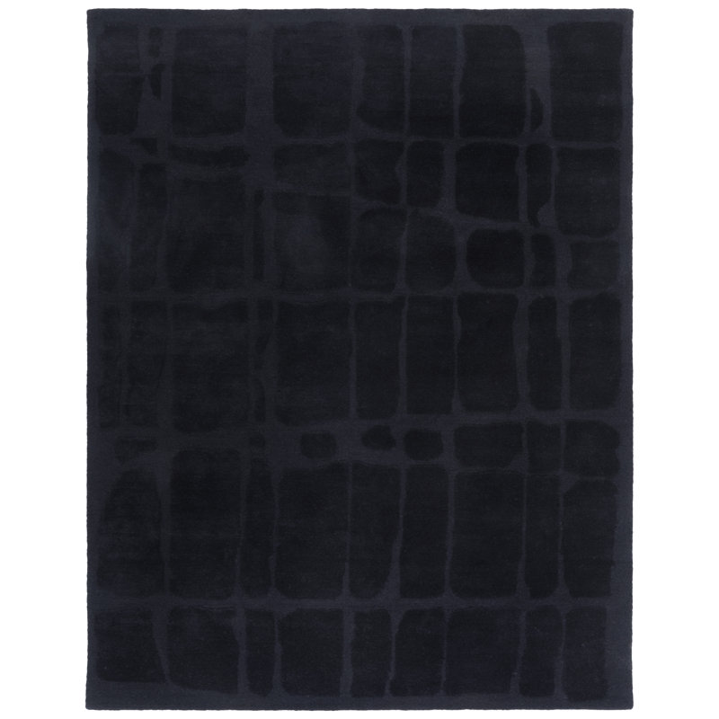 Rodeo Drive 678 Hand Tufted Wool/Cotton Abstract Rug in Black, Rectangle 6' x 9'