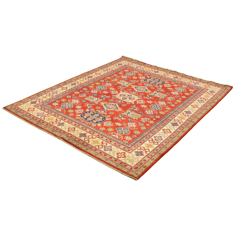 Tapis décoratif en laine noué à la main de conception unique 7 pi 11 po x 9 pi 7 po desiderata New Age