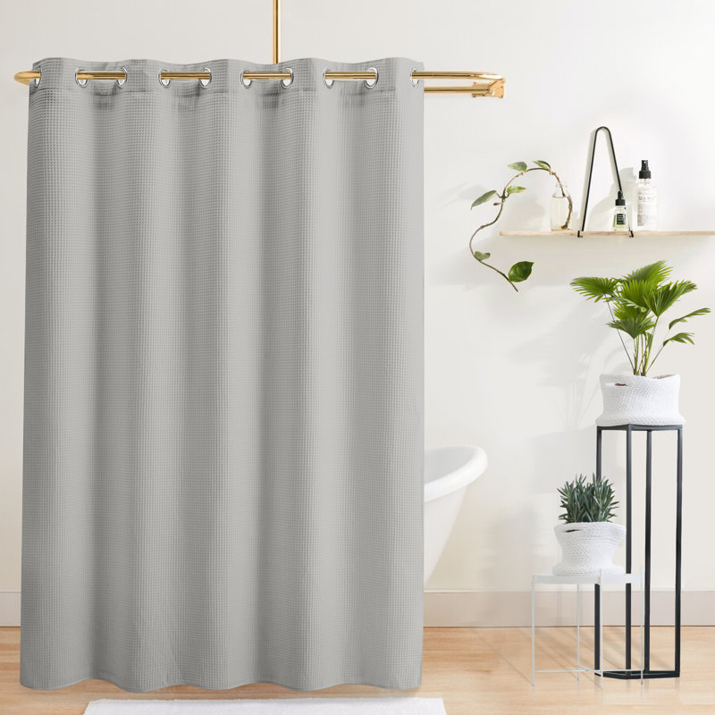 Rideau de douche gaufré Duppstadt, gris, H 86 po x l 71 po