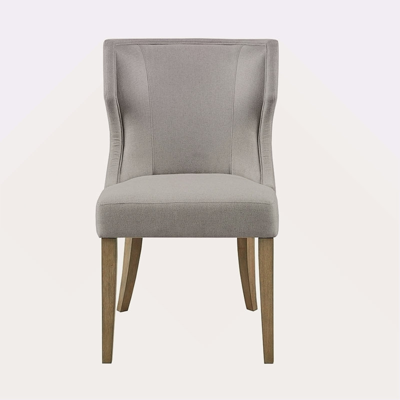 Chaise rembourrée à oreilles, Gris, Brun