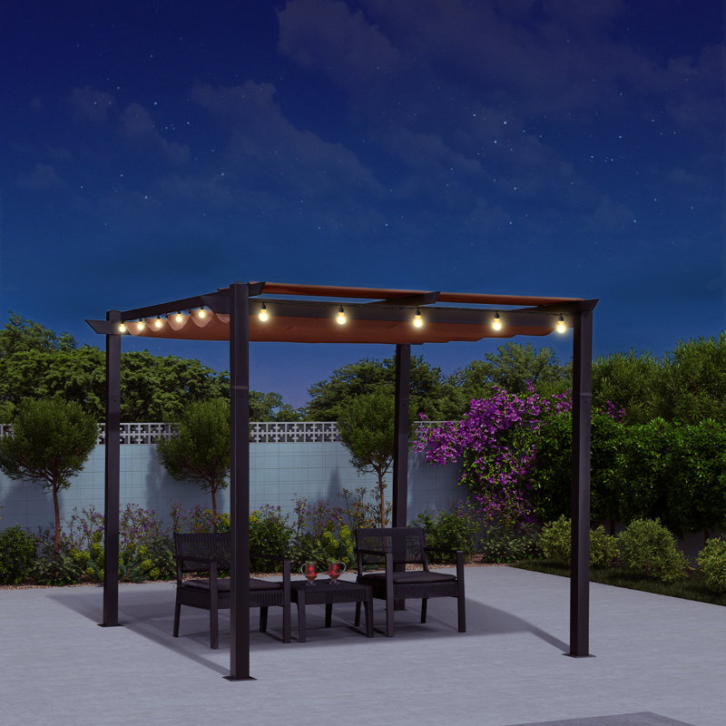 10 Ft. W x 10 Ft. D Aluminum Pergola, Khaki