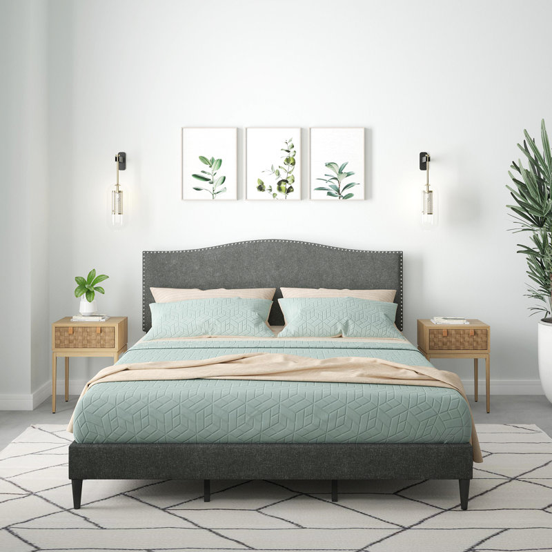 Salvaggio Upholstered Platform Bed, California King, Stone