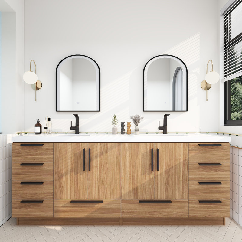 Carla Freestanding Bathroom Vanity with Double Sink, 83", Rosewood