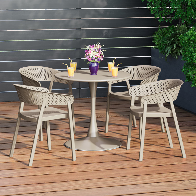 Ensemble repas extérieur pour 4 personnes, H 29 po x l 31,5 po x P 31,5 po, Beige, 4
