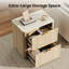 Table de chevet moderne Elaren de 60 cm de haut avec 2 tiroirs, en bois imitation travertin, pour chambre à coucher (ensemble de 2)-125030508
