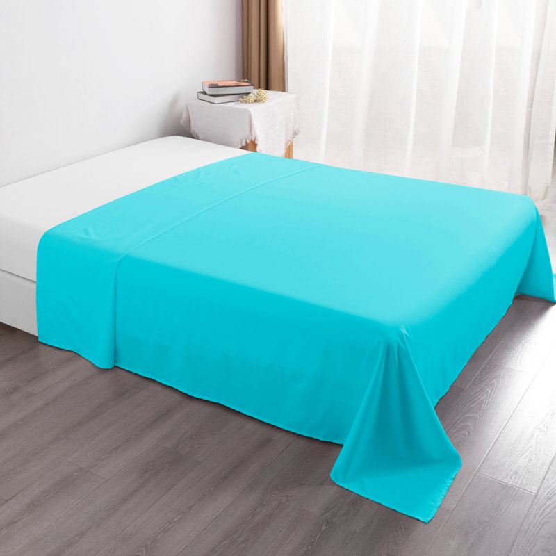 Drap plat en microfibre , Bleu, Drap plat pour lit simple TG