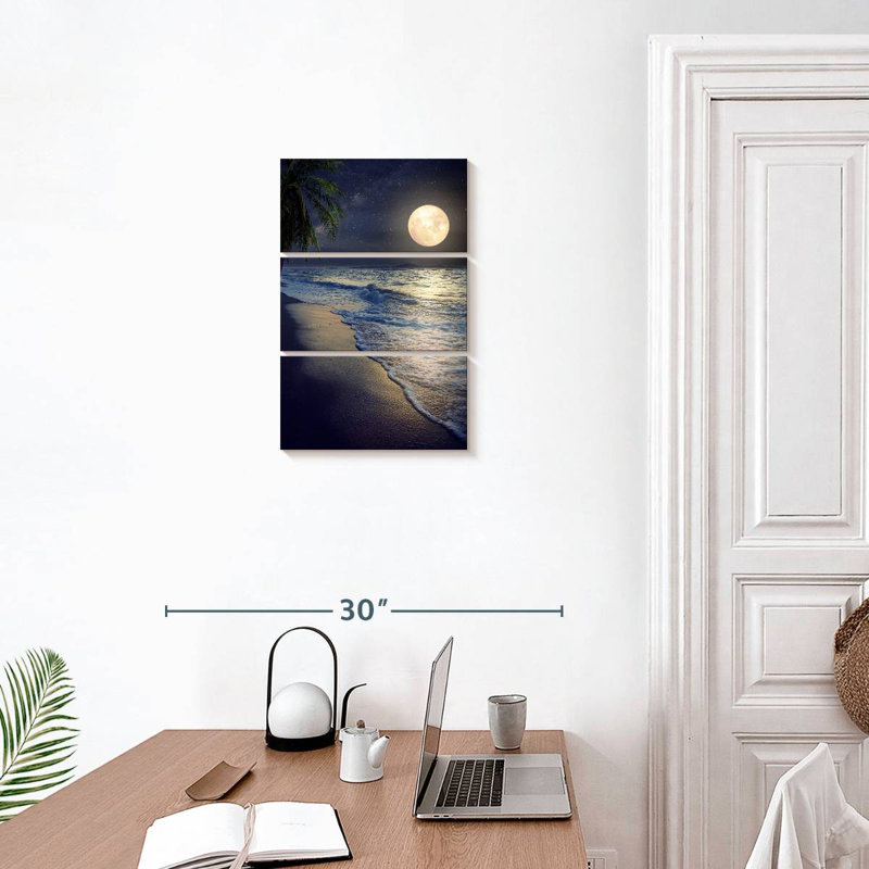 Plage lumineuse au clair de lune, H 23 po x l 14 po
