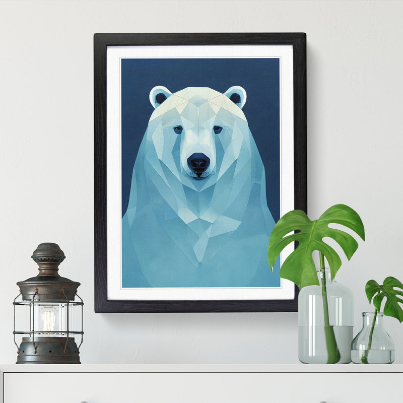 FRM-V0523-1885X Polar Bear Contemporary Vol.2 - Picture Frame Print, 46cm H x 34cm W x 2cm D, Black