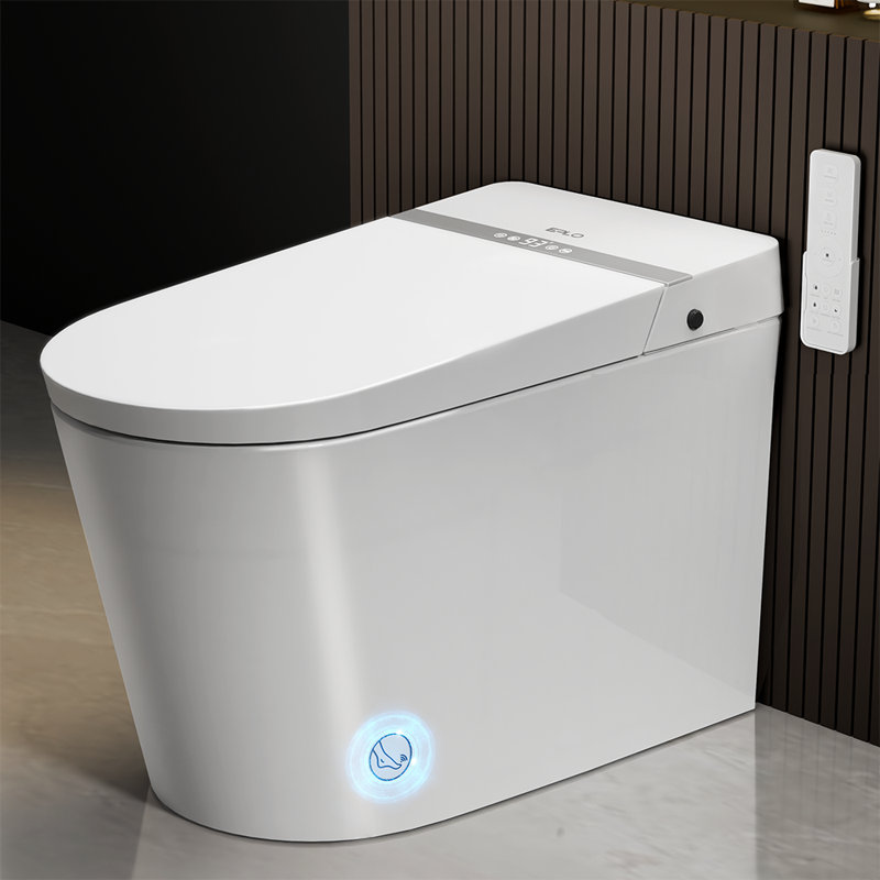 Bidet de toilette intelligent avec siège confort ADA, couvercle à ouverture / fermeture automatique, siège ouvert avec capteur de pied, couvercle à capteur de chasse d'eau, affichage numérique à DEL, toilette de bidet allongée
