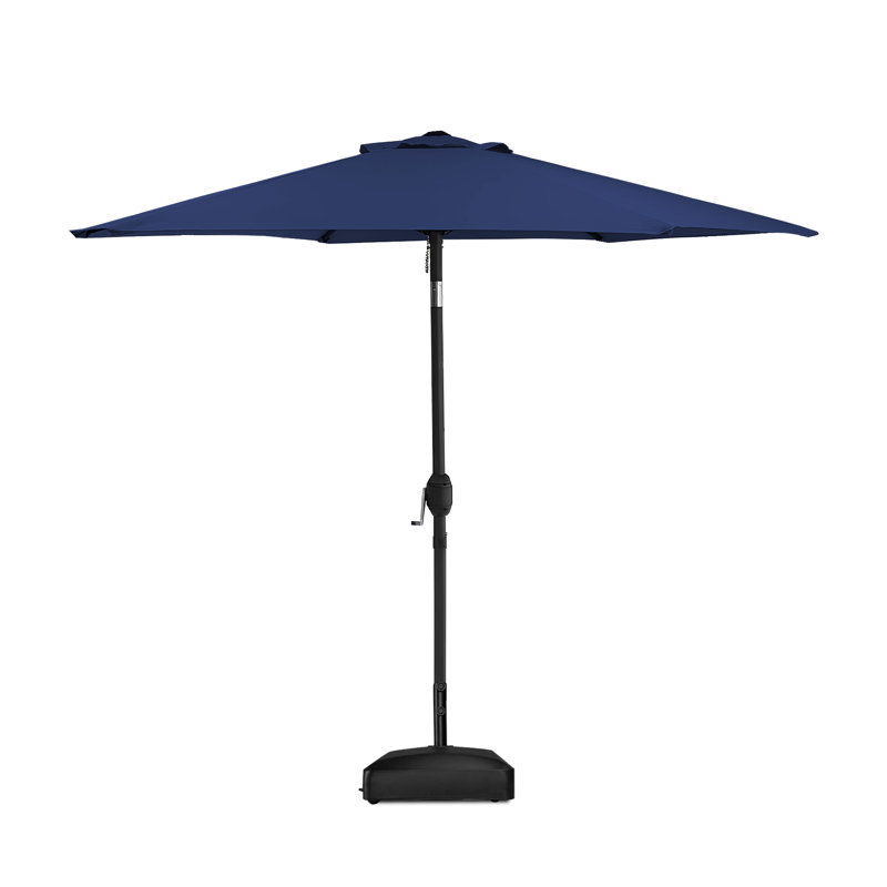 Parasol d'extérieur 90 "à bouton-poussoir avec base incluse, Bleu marine