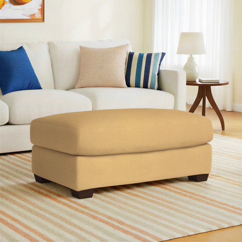 Rhodes Upholstered Ottoman, Bayou Sunshine Canvas