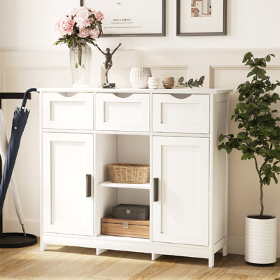 Multifunctional Storage Cabinet With Drawers And Doors, MDF Buffet Cabinet With Adjustable Shelves, For Living Room Bedroom Coffee Bar by George Oliver