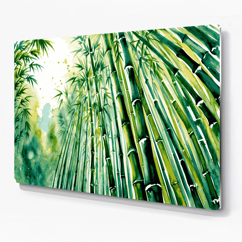 Art mural hawaïen en bambou vert, H 11 po x l 14 po