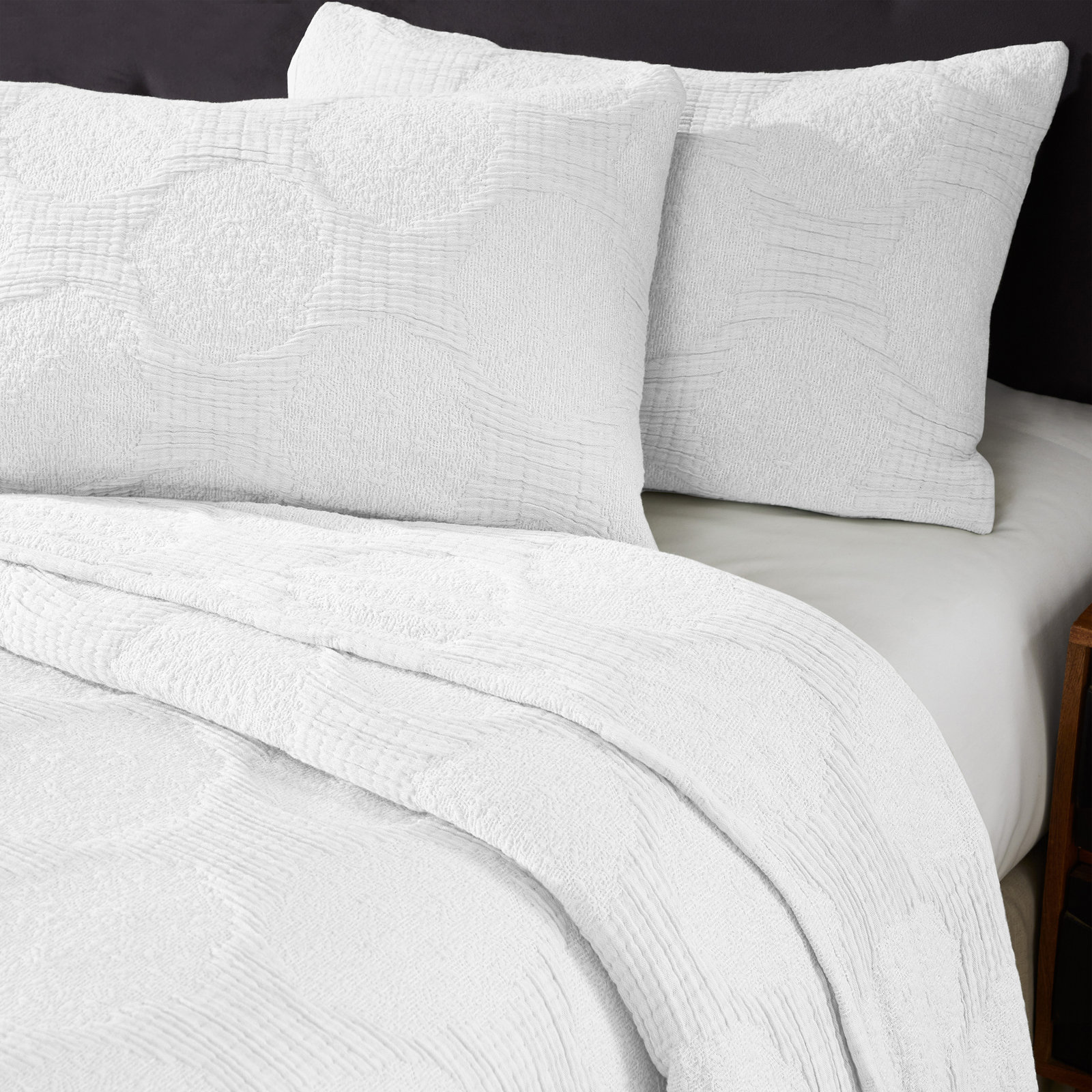 Cotton Coverlet Set, King Coverlet, White