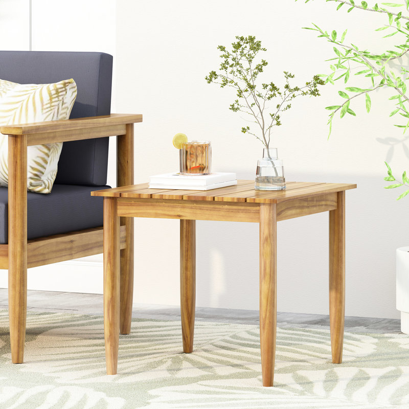 Table d'appoint rustique en bois et plateau à lattes, 20 x 20 x 18,68 cm, table composée de lattes, 20 x 20 x 18,68 cm